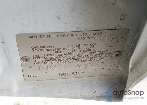 2002 Subaru Impreza 2.5Ts из США, поврежденный, VIN JF1GG65582G817007